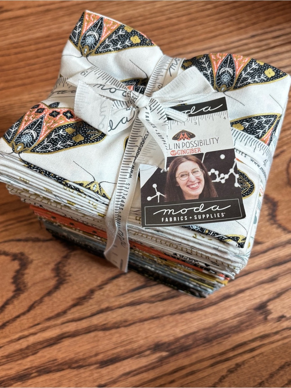 Moda Fabrics Fat Quarter Bundle Gingiber Dwell In Possibility Orange Black Moth